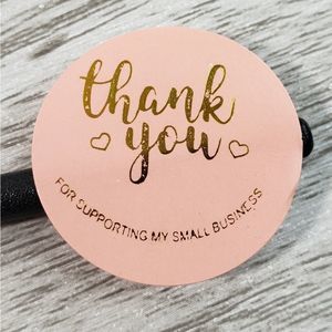 8/$20 100ct Thank You Stickers Round 1" Labels Pink & Gold